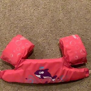 Pink Child's Swim Puddle Jumper Flotation Vest with Whale Design
